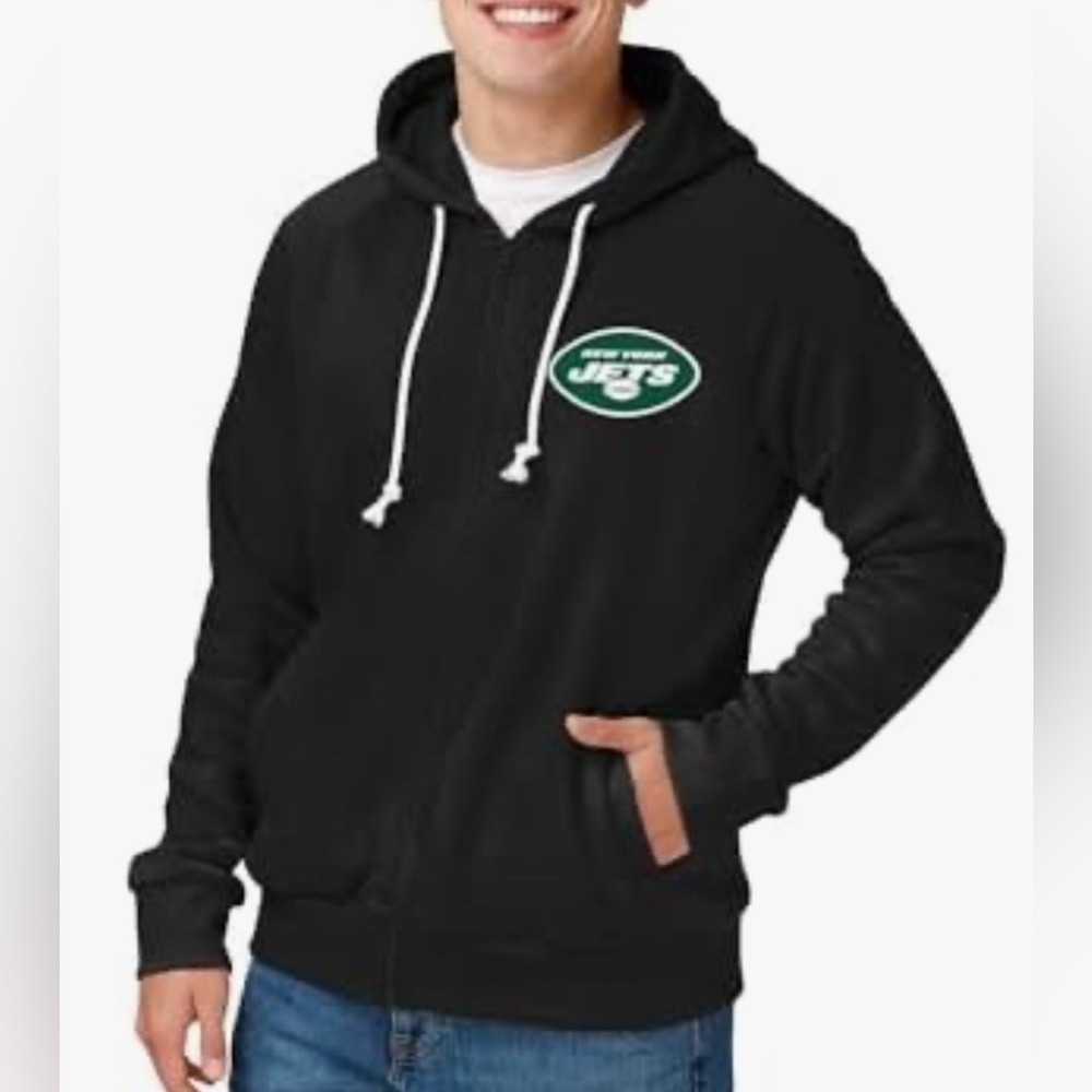 New York Jets NFL team apparel men’s zip up‎ Hoodie black size small FOCO